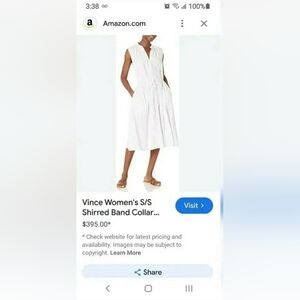 Vince Minimalist Resort White Linen Blend Preppy Cruisewear Relaxed Fit Dress